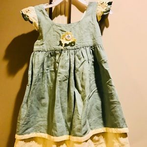 Mint and yellow Well dressed Wolf Dress 3T